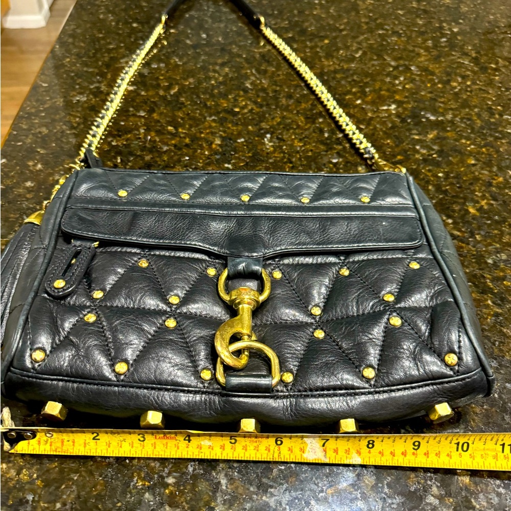 Rebecca Mickoff crossbody black and gold studs
